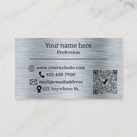 Elegante metallische Silberkarte Visitenkarte (Rückseite)