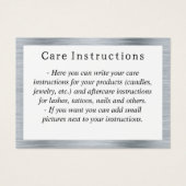 Elegante metallische Silberpflegemarke (Vorderseite)