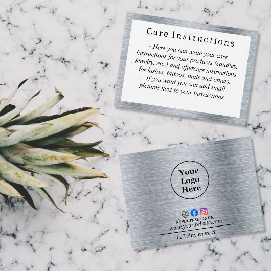 Elegante metallische Silberpflegemarke