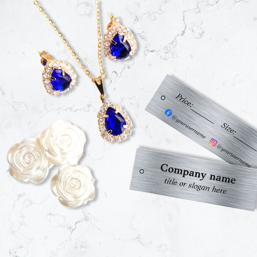 Elegante metallische Silberpreismarke Mini Visitenkarte