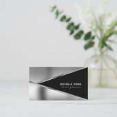 Elegante Metallkarten aus Silber und Schwarz Visitenkarte (Stehend Vorderseite)