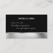 Elegante Metallkarten aus Silber und Schwarz Visitenkarte (Rückseite)