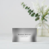 Elegante Metallsilber-Visitenkarte Visitenkarte (Stehend Vorderseite)