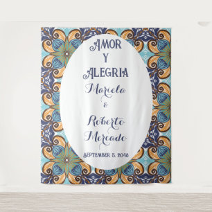 Elegante mexikanische Floral Talavera Hochzeitssze Wandteppich