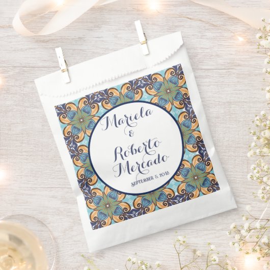 Elegante mexikanische Floral Talavera Wedding Geschenktütchen (Ausgeschnitten)