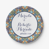Elegante mexikanische Floral Talavera Wedding Pappteller (Vorderseite)