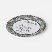 Elegante mexikanische Floral Talavera Wedding Pappteller (Schrägansicht)