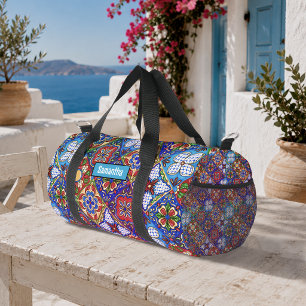 Elegante mexikanische Talavera rote blaue violette Duffle Bag