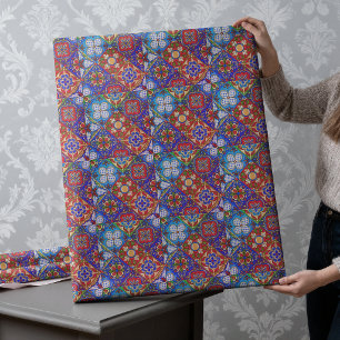 Elegante mexikanische Talavera rote blaue violette Geschenkpapier