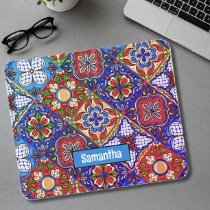 Elegante mexikanische Talavera rote blaue violette Mousepad