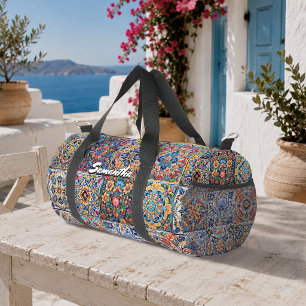 Elegante mexikanische Talavera rote gelbe Fliesen Duffle Bag