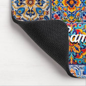 Elegante mexikanische Talavera-rote gelbe Fliesen Mousepad (Ecke)