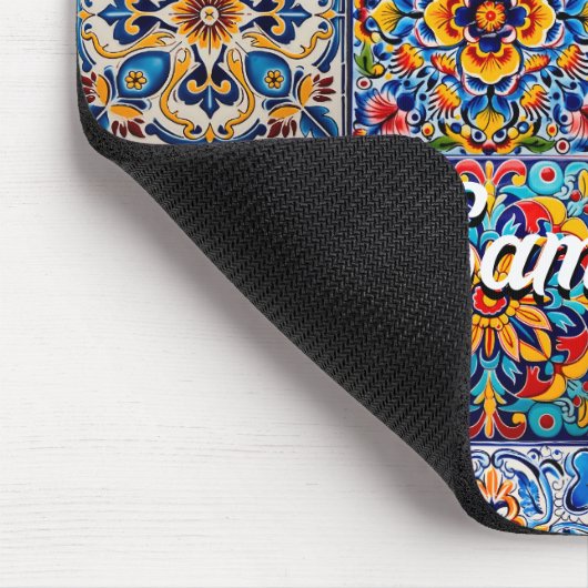 Elegante mexikanische Talavera-rote gelbe Fliesen Mousepad (Ecke)