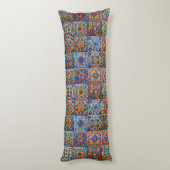 Elegante mexikanische Talavera-rote gelbe Fliesen Seitenschläferkissen (Rückseite (Vertikal))