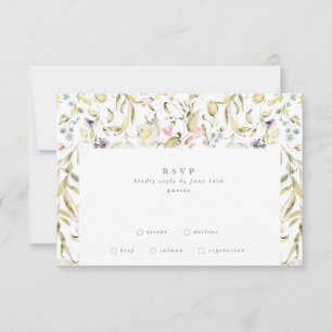 Elegante Micro Spring Botanical Florals Wedding RSVP Karte