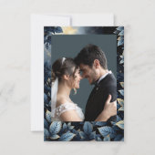 Elegante Midnight Blue and Gold Forest Wedding Dankeskarte (Vorderseite)