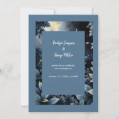 Elegante Midnight Blue and Gold Forest Wedding Einladung (Vorderseite)