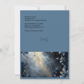 Elegante Midnight Blue and Gold Forest Wedding Einladung (Rückseite)