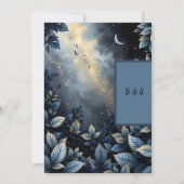 Elegante Midnight Blue and Gold Forest Wedding Einladung (Rückseite)