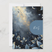 Elegante Midnight Blue and Gold Forest Wedding Einladung (Rückseite)