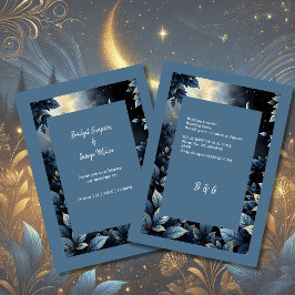 Elegante Midnight Blue and Gold Forest Wedding Einladung