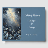 Elegante Midnight Blue and Gold Forest Wedding Gästebuch (Vorderseite)