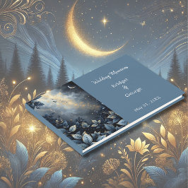 Elegante Midnight Blue and Gold Forest Wedding Gästebuch