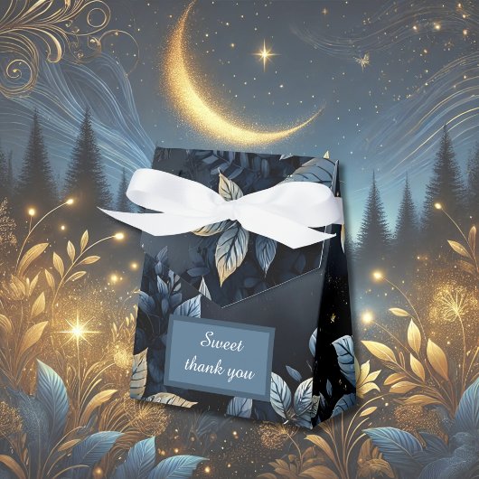 Elegante Midnight Blue and Gold Forest Wedding Geschenkschachtel