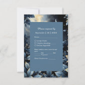 Elegante Midnight Blue and Gold Forest Wedding RSVP Karte (Vorderseite)