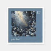 Elegante Midnight Blue and Gold Forest Wedding Serviette (Vorderseite)