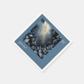 Elegante Midnight Blue and Gold Forest Wedding Serviette (Ecke)