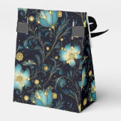 Elegante Midnight Blue & Gold Floral Christmas Geschenkschachtel (Rückseite)