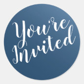 Elegante Midnight Blue Umschlag Aufklebers Runder Aufkleber (Vorderseite)