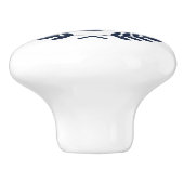 Elegante Midnight Blue Wreath Wappen Monogram Keramikknauf (Seitenansicht)