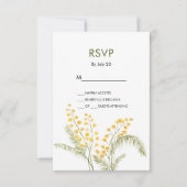 Elegante mimosa Blume Gelbe Hochzeitskarte RSVP Karte (Vorderseite)