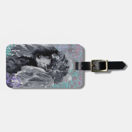 Elegante Miniatur Poodle Gepäckanhänger (Vorderseite horizontal)