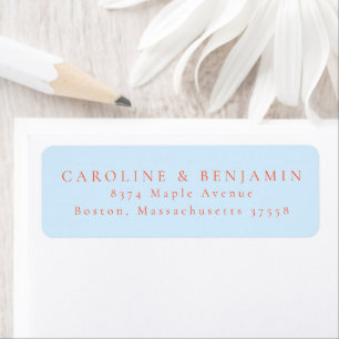 Elegante Minima Blaue Orange Hochzeit Rücksendeadr