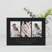 Elegante Minimal 3 Foto Verlobung Ankündigung (Stehend Vorderseite)