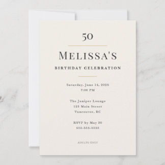 Elegante Minimal 50. Geburtstagsfeier Einladung