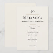 Elegante Minimal 50. Geburtstagsfeier Einladung (Vorne/Hinten)