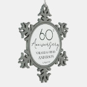 Elegante Minimal 60 Jahre Jubiläum Hochzeitsschnee Schneeflocken Zinn-Ornament (Links)