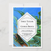 Elegante Minimal Abstrakte blaue Farbe Hochzeit Einladung (Vorderseite)