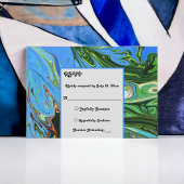 Elegante Minimal Abstrakte blaue Farbe Hochzeit RSVP Karte