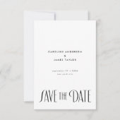 Elegante Minimal Art Deco Typografie Hochzeit Save The Date (Vorderseite)