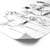 Elegante Minimal Bar Scene Sketch - Premium Poster (Ecke)