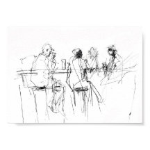 Elegante Minimal Bar Scene Sketch - Premium
