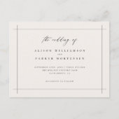 Elegante Minimal Black & Ivory Typografy Wedding Einladungspostkarte (Vorderseite)