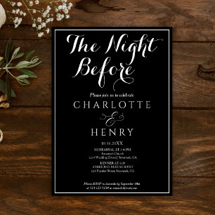 Elegante Minimal Black Wedding The Night Before Einladung