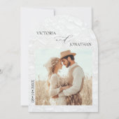 Elegante Minimal Black & White Wedding Einladung (Rückseite)