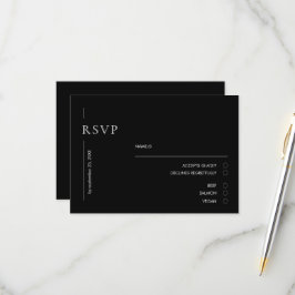 Elegante Minimal Black & White Wedding RSVP Karte